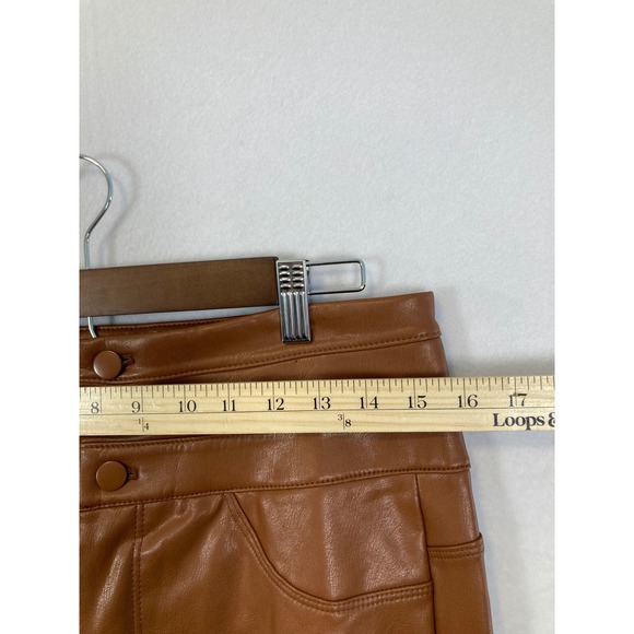Fashion Nova Cognac Faux Leather High Waisted Triple Button Pants Brown L NEW - Picture 8 of 11